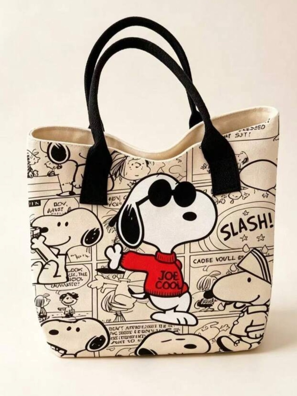 Snoopy 'Joe Cool' Comic Print Canvas Tote Bag NEW 🏷️